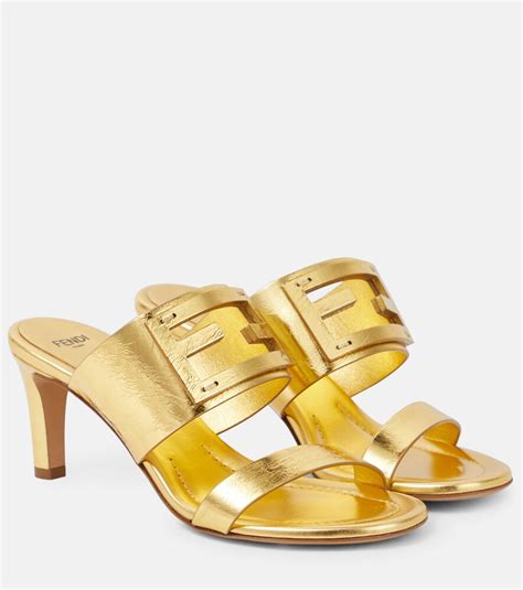 women fendi sandals gold